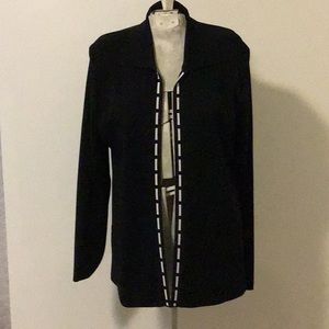 Exclusively Misook Black White Open Front Jacket S